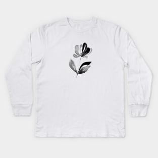 Happy Floral BW Full Size Image Kids Long Sleeve T-Shirt